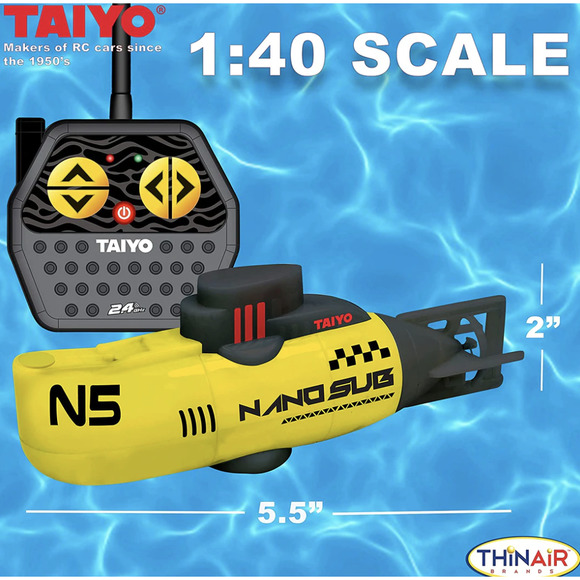Taiyo RC Submarine 1:40 Scale Real Working Mini Remote Control Yellow Submarine - Picture 3 of 4